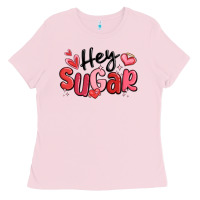 Bubblegum Pink hey sugar valentines day Ladies Tee - MaliasSmallBusiness