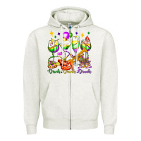 Oatmeal Heather drink drank drunk mardi gras wine glasses olivia Zipper Hoodie - OliviaCreatesArt