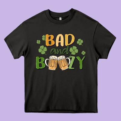 Bad And Boozy Heavy Core Tee Designed By Maliassmallbusiness