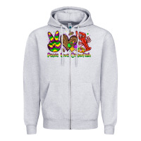Heather Grey peace love crawfish olivia Zipper Hoodie - OliviaCreatesArt