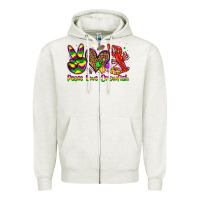 Oatmeal Heather peace love crawfish olivia Zipper Hoodie - OliviaCreatesArt