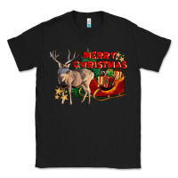 Black Merry Christmas Deer Classic Tee - LillyAllenDesigns