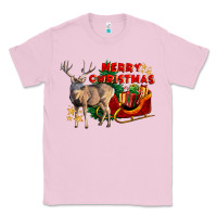 Bubblegum Pink Merry Christmas Deer Classic Tee - LillyAllenDesigns
