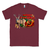Burgundy Merry Christmas Deer Classic Tee - LillyAllenDesigns