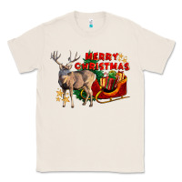 Natural Merry Christmas Deer Classic Tee - LillyAllenDesigns