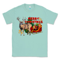 Seafoam Merry Christmas Deer Classic Tee - LillyAllenDesigns