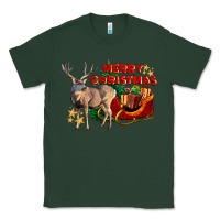 Sports Green Merry Christmas Deer Classic Tee - LillyAllenDesigns