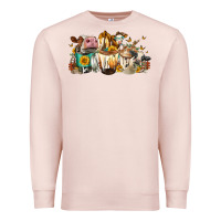 Pale Pink Cows and coffee Premium Sweatshirt - FaDigitalArtStudio