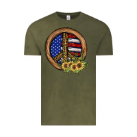Vintage Olive Peace Sign Vintage Tee - JahusDesignShop