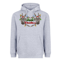 Heather Grey spooky christmas skeleton hands Heavyweight Hoodie - FaDigitalArtStudio