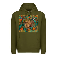 Army Green Western Fall Cow Premium Hoodie - RanaPortraitStore