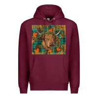Burgundy Western Fall Cow Premium Hoodie - RanaPortraitStore