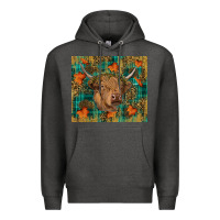 Charcoal Heather Western Fall Cow Premium Hoodie - RanaPortraitStore