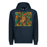 Navy Western Fall Cow Premium Hoodie - RanaPortraitStore