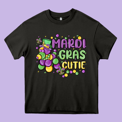Mardi Gras Cutie Heavy Core Tee Designed By Maliassmallbusiness