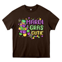 Chocolate Brown mardi gras cutie Heavy Core Tee - MaliasSmallBusiness