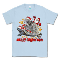 Dusty Blue Merry Christmas Tortoise And Koala Classic Tee - LillyAllenDesigns