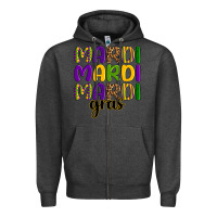 Charcoal Heather mardi mardi mardi gras Zipper Hoodie - OliviaCreatesArt