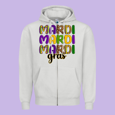 Mardi Mardi Mardi Gras Zipper Hoodie Designed By Oliviacreatesart