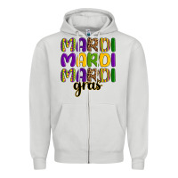 Dove Grey mardi mardi mardi gras Zipper Hoodie - OliviaCreatesArt