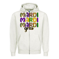 Oatmeal Heather mardi mardi mardi gras Zipper Hoodie - OliviaCreatesArt