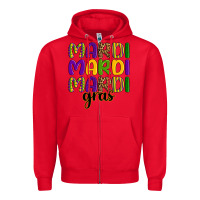Red mardi mardi mardi gras Zipper Hoodie - OliviaCreatesArt