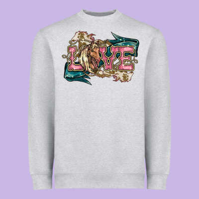 Love Horse Heavyweight Sweatshirt Designed By Howdyjamesfarm