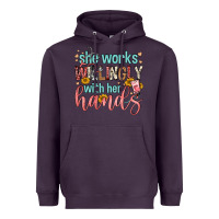 Plum she works willingly with her hands Heavyweight Hoodie - FaDigitalArtStudio