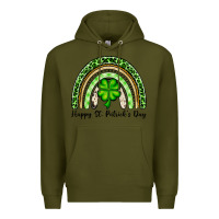 Army Green Happy St. Patrick's Day rainbow Premium Hoodie - OliviaCreatesArt