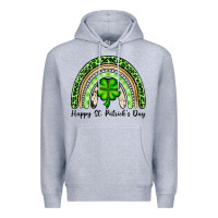 Heather Grey Happy St. Patrick's Day rainbow Premium Hoodie - OliviaCreatesArt