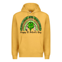 Mustard Happy St. Patrick's Day rainbow Premium Hoodie - OliviaCreatesArt