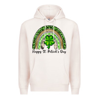 Pale Pink Happy St. Patrick's Day rainbow Premium Hoodie - OliviaCreatesArt