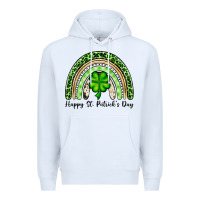 White Happy St. Patrick's Day rainbow Premium Hoodie - OliviaCreatesArt