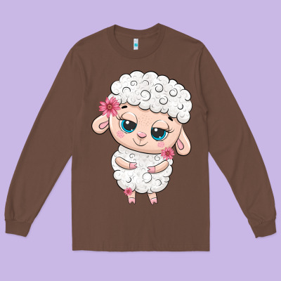 Cute Sheep Long Sleeve Tee Designed By Texasbilliewilder