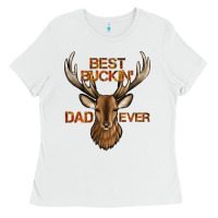 White best buckin' dad ever deer Ladies Tee - Jasminsmagicworld