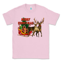 Bubblegum Pink merry christmas two deers Classic Tee - LillyAllenDesigns