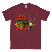 Burgundy merry christmas two deers Classic Tee - LillyAllenDesigns