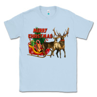 Dusty Blue merry christmas two deers Classic Tee - LillyAllenDesigns
