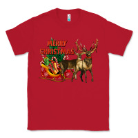 Red merry christmas two deers Classic Tee - LillyAllenDesigns