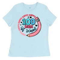 Baby Blue happy 100 days of school Ladies Tee - MaliasSmallBusiness