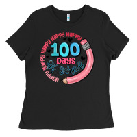 Black happy 100 days of school Ladies Tee - MaliasSmallBusiness