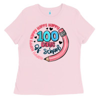 Bubblegum Pink happy 100 days of school Ladies Tee - MaliasSmallBusiness