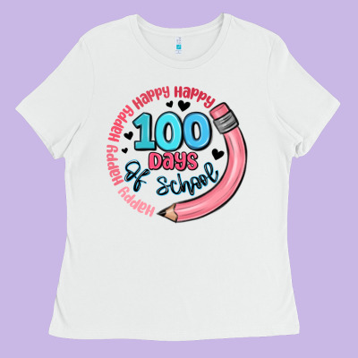 Happy 100 Days Of School Ladies Tee Designed By Maliassmallbusiness