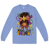 Colony Blue mardi gras mama afro messy bun Long Sleeve Tee - texasbilliewilder