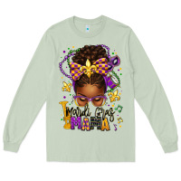 Matcha mardi gras mama afro messy bun Long Sleeve Tee - texasbilliewilder