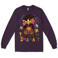 Plum mardi gras mama afro messy bun Long Sleeve Tee - texasbilliewilder