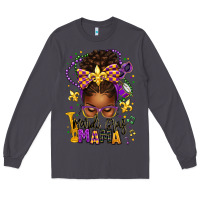 Smoke mardi gras mama afro messy bun Long Sleeve Tee - texasbilliewilder