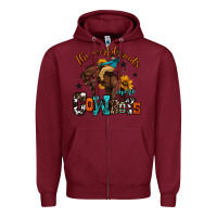 Burgundy the world needs more cowboys Zipper Hoodie - OliviaCreatesArt