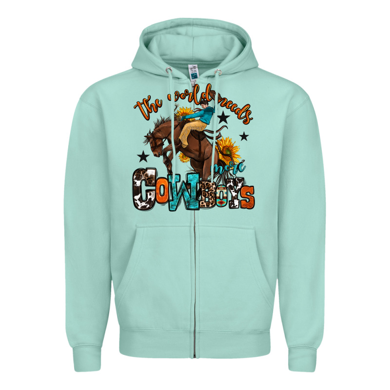 The World Needs More Cowboys Zipper Hoodie by OliviaCreatesArt | Teevron