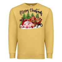 Antique Gold merry christmas pig Premium Sweatshirt - FaDigitalArtStudio